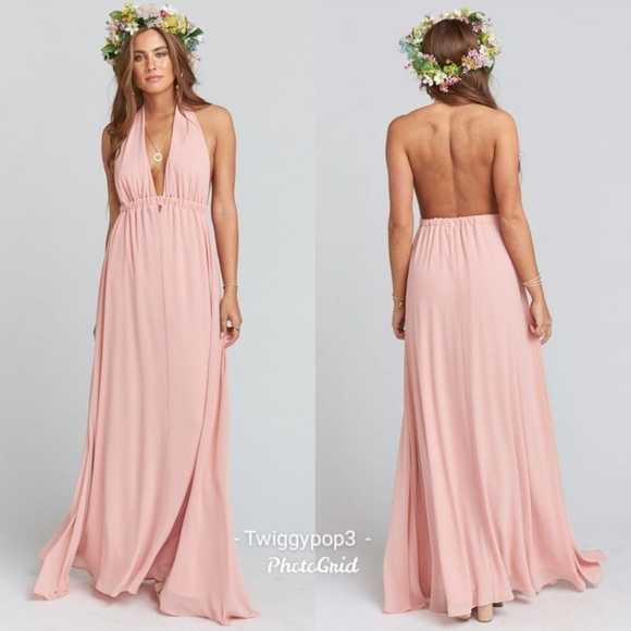 🌿 Show Me Your MuMu Luna Halter Dress Rosebud chiffon - Picture 1 of 8